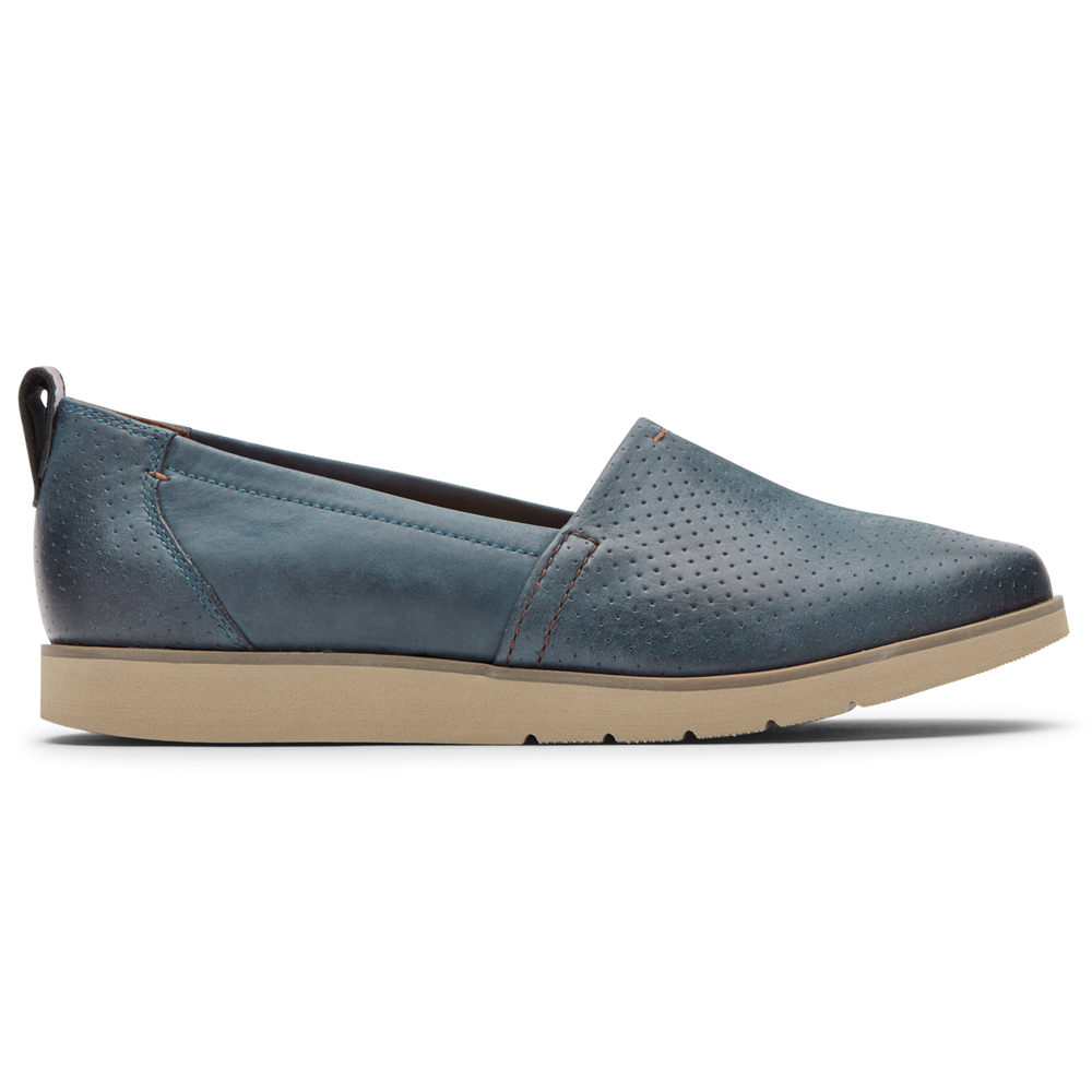 Rockport Womens Slip-On Blue - Cobb Hill Laci - UK 208-KWMHRO